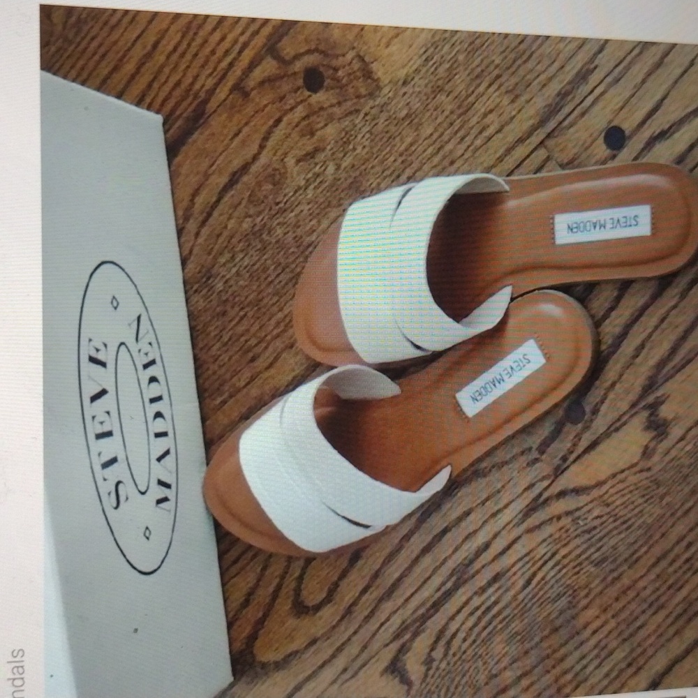 Steve Madden Alexandra White Croco Sandals